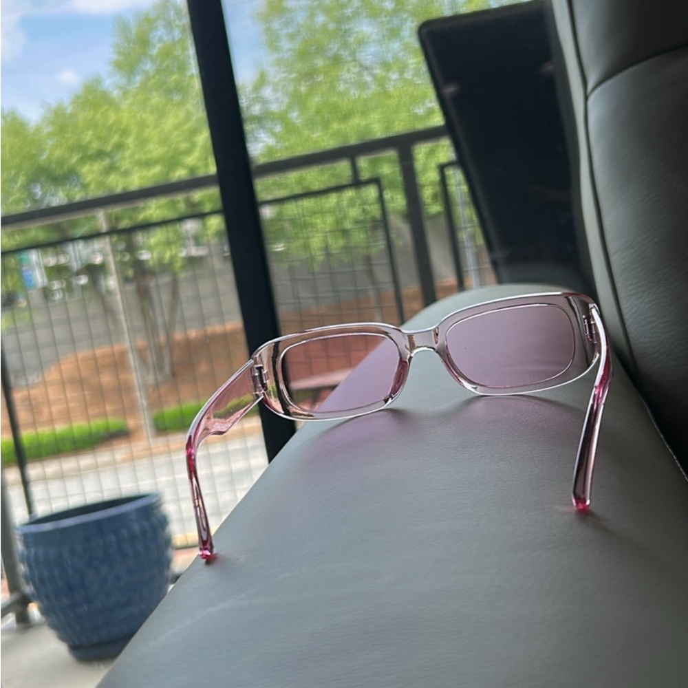 Pink Rectangular Sunglasses - Picture 5 of 5